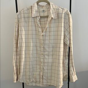 Uniqlo Blue and Red Checker Cream Flannel Shirt